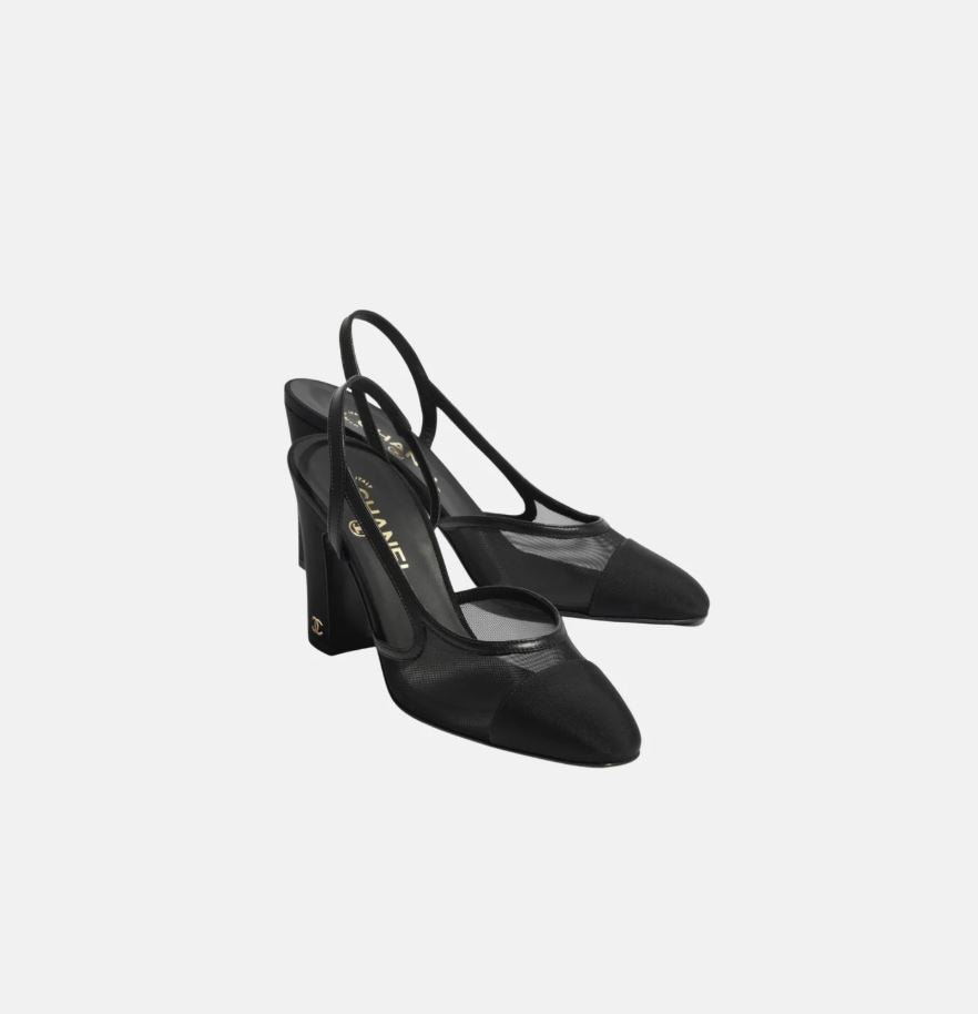 Noir Élancé Mesh Slingback