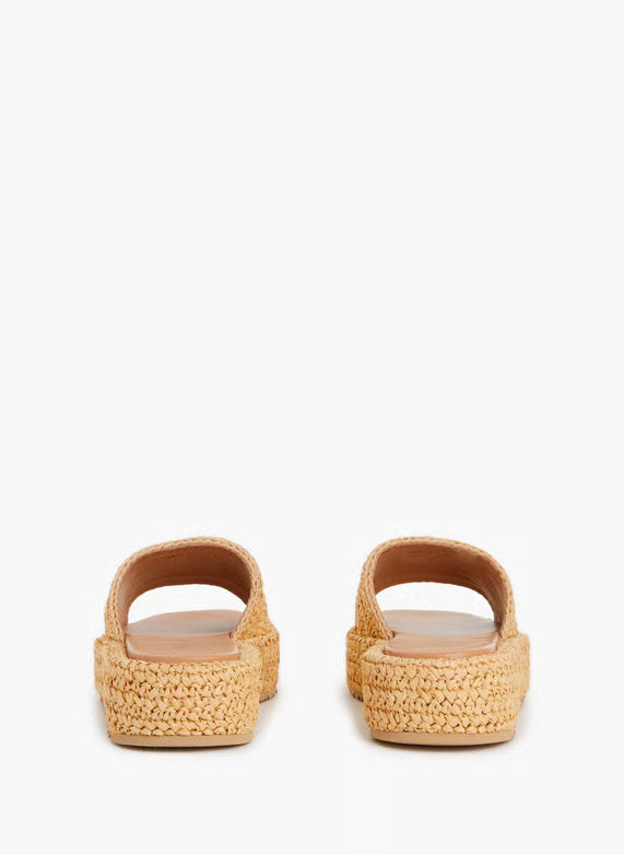 Sienna Raffia Platform Slides