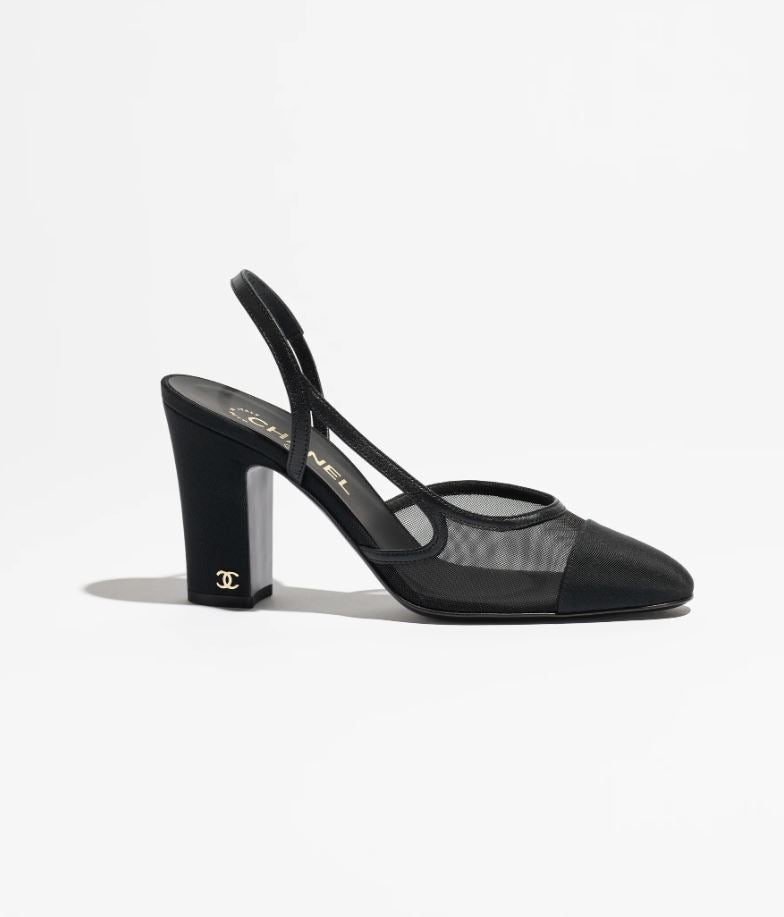 Noir Élancé Mesh Slingback