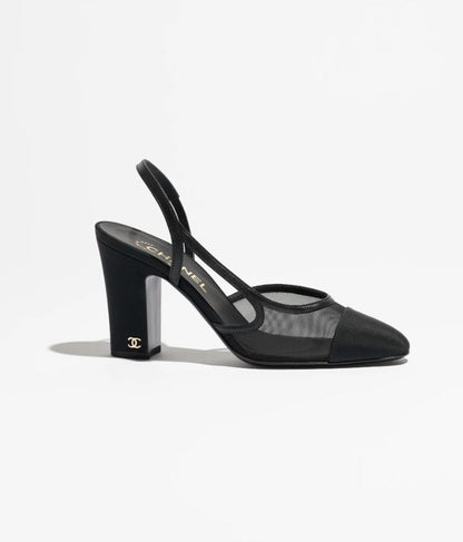 Noir Élancé Mesh Slingback