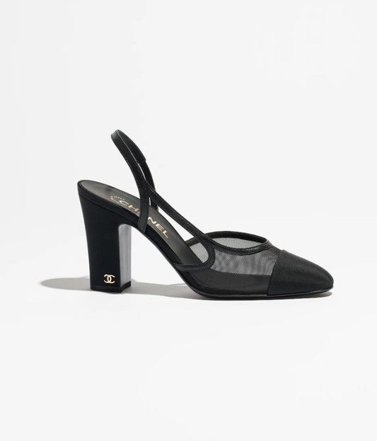 Noir Élancé Mesh Slingback