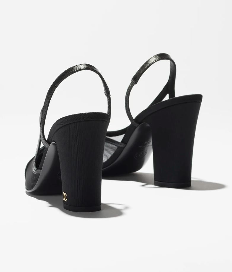 Noir Élancé Mesh Slingback