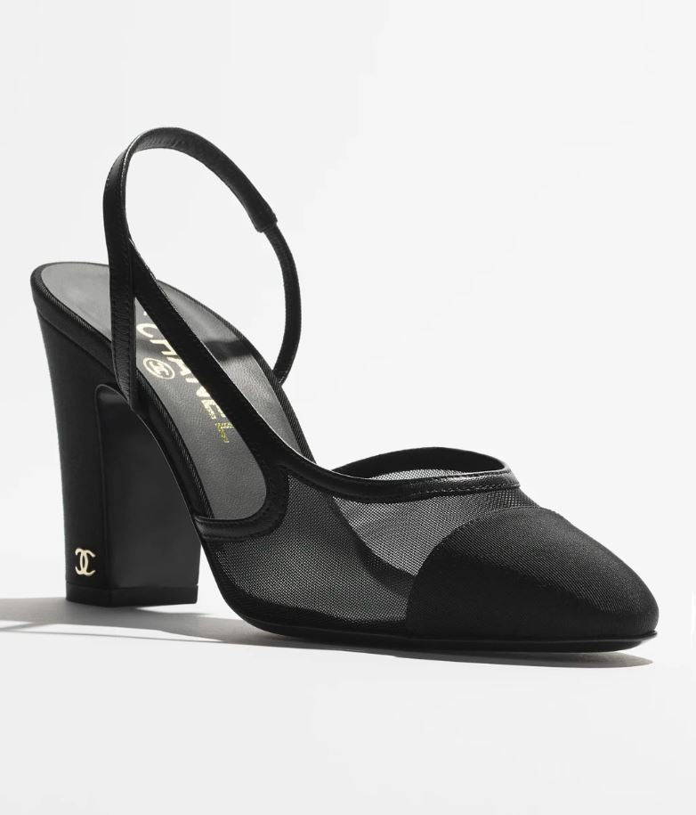 Noir Élancé Mesh Slingback