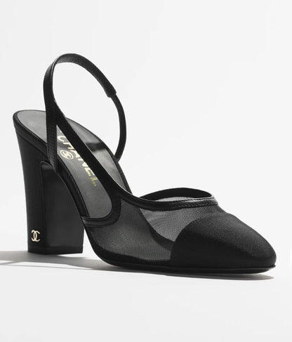 Noir Élancé Mesh Slingback