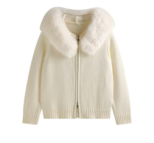 "Feline" Strickjacke mit Fell