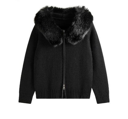 "Feline" Strickjacke mit Fell