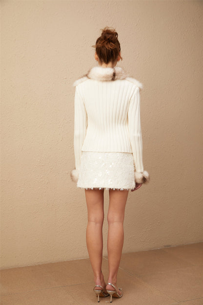 "Alessia" Cardigan mit Fell