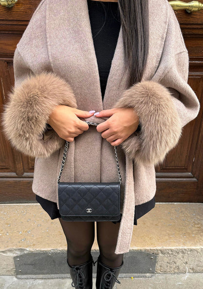 "Lamiya" Kurzmantel mit Fell