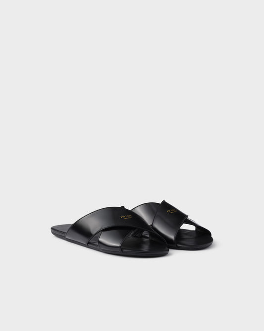 Heritage Gloss Leather Slides